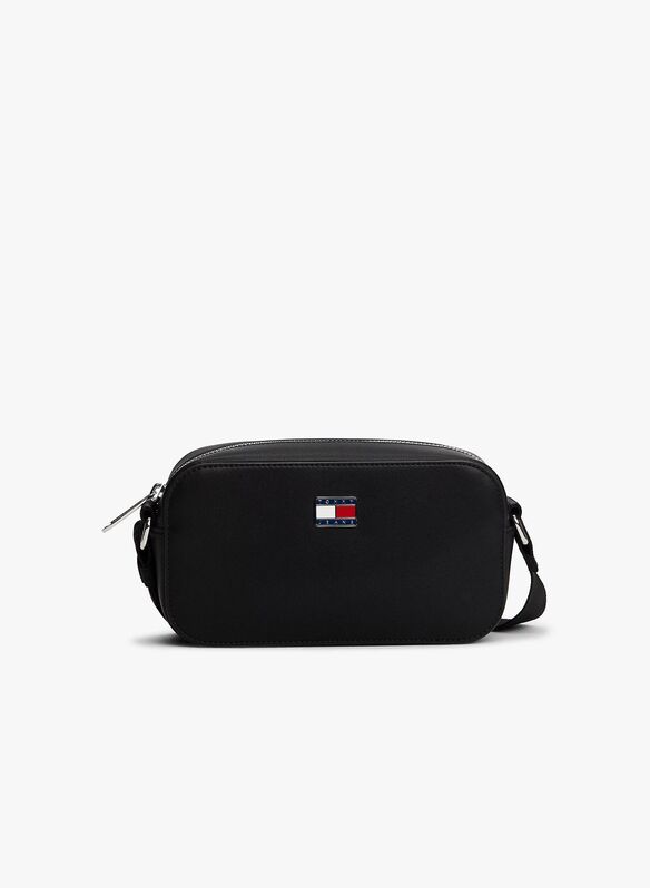 BORSA ESSENTIAL CON TRACOLLA E LOGO, BDS BLK, medium