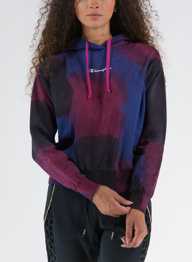 FELPA TIE DYE COLOR STORY CON CAPPUCCIO, KK001 BLK TIEDYE, large
