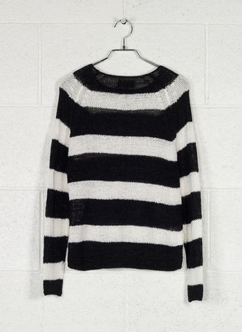 MAGLIONE STRIPED KNITTED PULLOVER, BLACK CLOUD, small