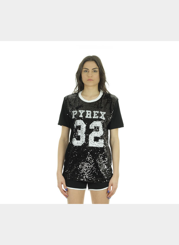 T-SHIRT PAILLETTES NUMBER 32 , NERO, large