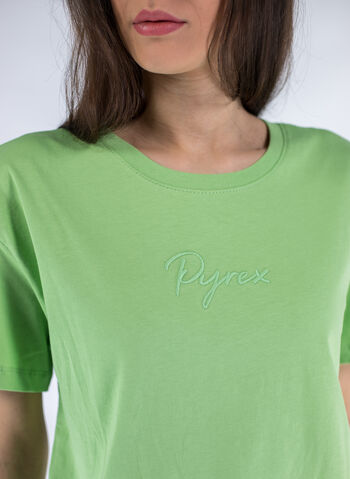 T-SHIRT CROP MICRO LOGO RICAMO, , small