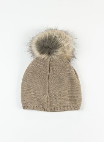 CAPPELLO RASATO PON PON MAGLIA, CAPPUCCINO, small