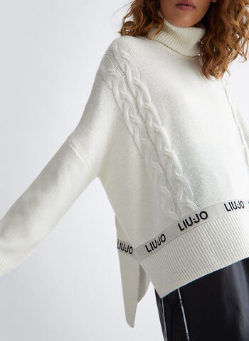 MAGLIONE DOLCEVITA CON LOGO, 10604 AVORIO, small