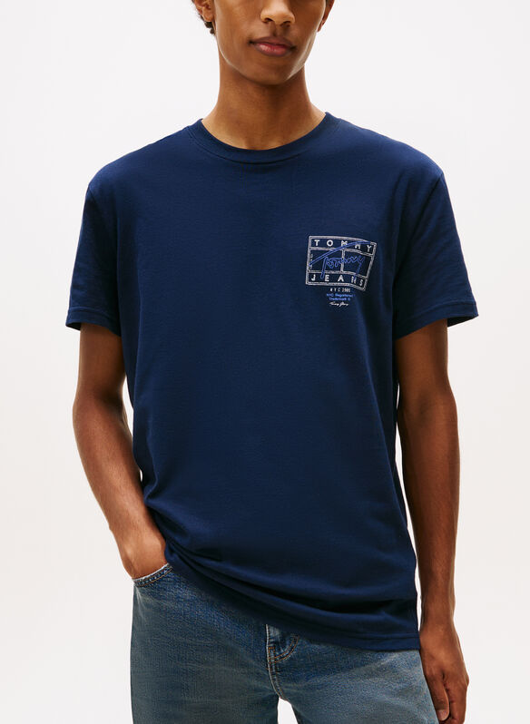 T-SHIRT SIGNATURE CON LOGO SUL RETRO, C1G NVY, medium