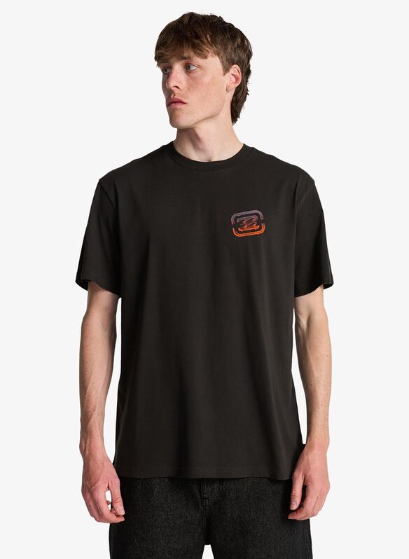 T-SHIRT CRAYON WAVE, WAA WASHED BLK, medium