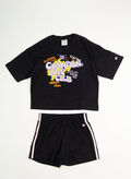 COMPLETO T-SHIRT + SHORT SUMMER GRAFFITI RAGAZZA, KK001 BLK, thumb