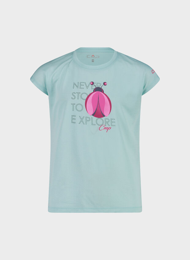 MAGLIA A COLLO AMPIO CON STAMPA FRONTALE FAST DRY RAGAZZA, , large