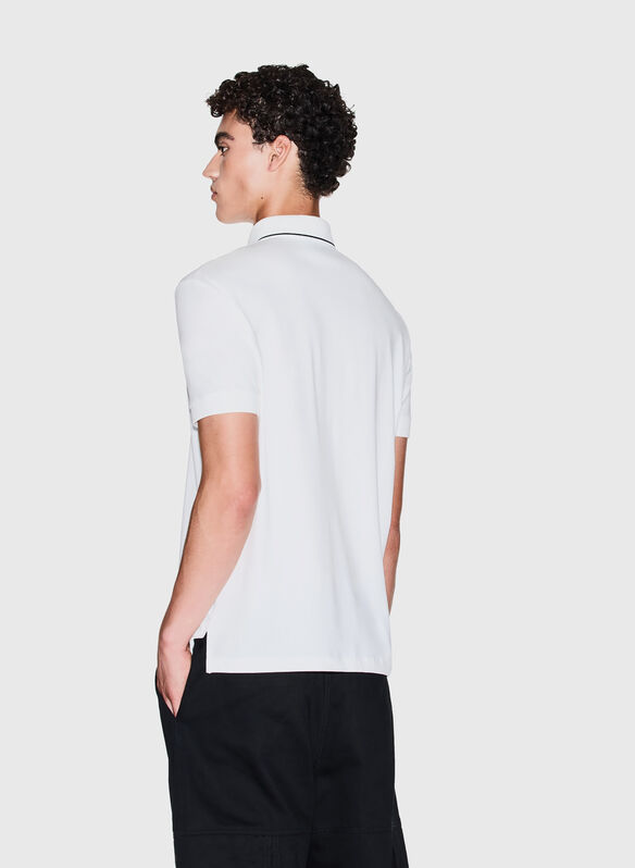 POLO CON LOGO E PIPING, U0009 OFF WHT, medium