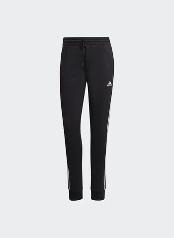 PANTALONE ESSENTIALS 3-STRIPES FRENCH TERRY CUFFED, BLK, small