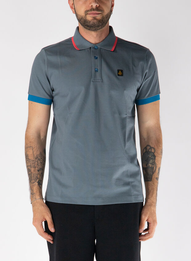POLO A MANICA CORTA NRAY CON BORDINO IN PIQUET, G04968 NEW GREY, large