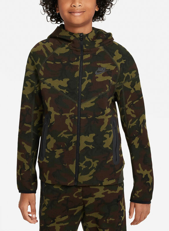 FELPA TECH CAMO FULL ZIP RAGAZZO, 010 BLK, medium
