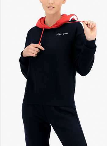 FELPA CON CAPPUCCIO COLOR BLOCK E LOGO CHAMPION DOPPIO, , small