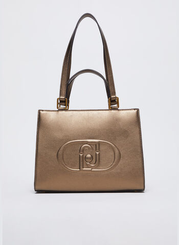 BORSA SHOPPING CON LOGO, 04000 BRONZO, small