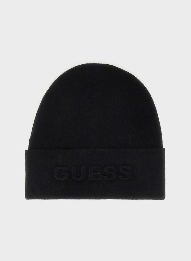 CAPPELLO IN MAGLIA CON RISVOLTO, BLA BLK, large