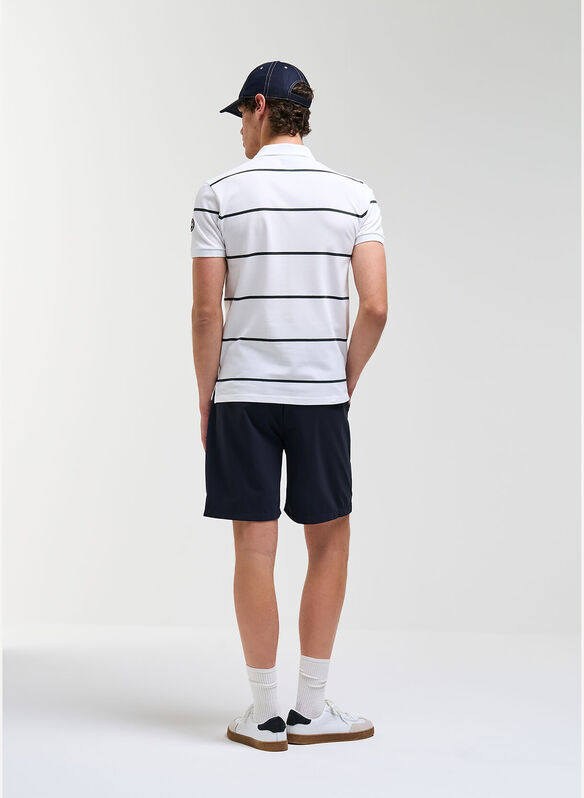 POLO IN PIQU&Eacute; A RIGHE, 01 WHT, medium