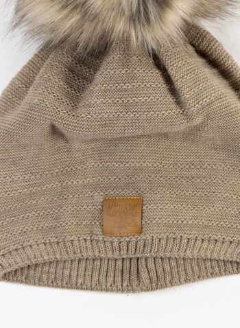 CAPPELLO RASATO PON PON MAGLIA, CAPPUCCINO, small