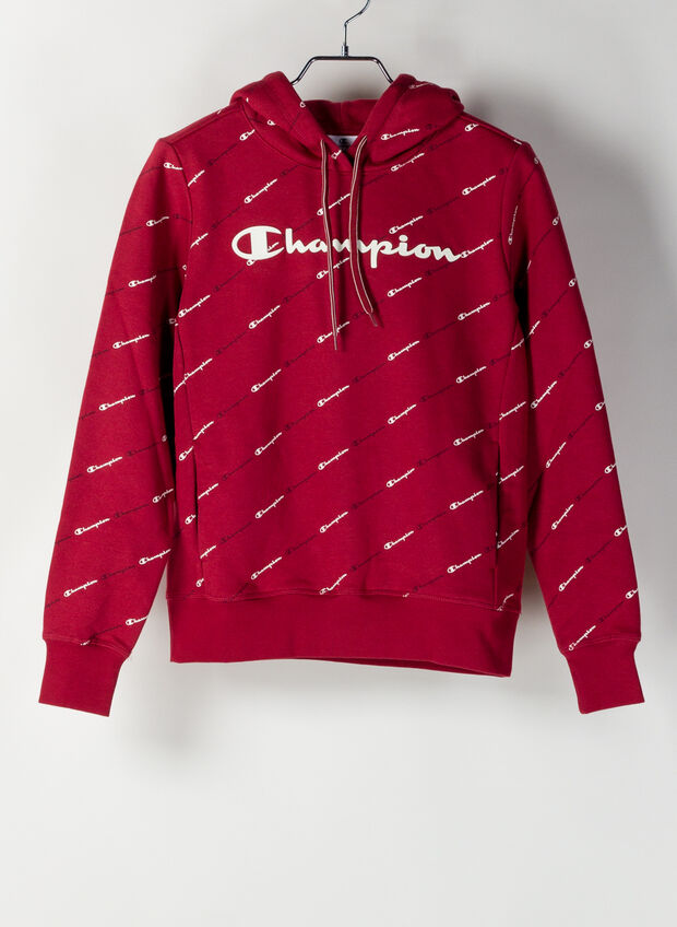 FELPA CON CAPPUCCIO STAMPA ALL OVER, , large