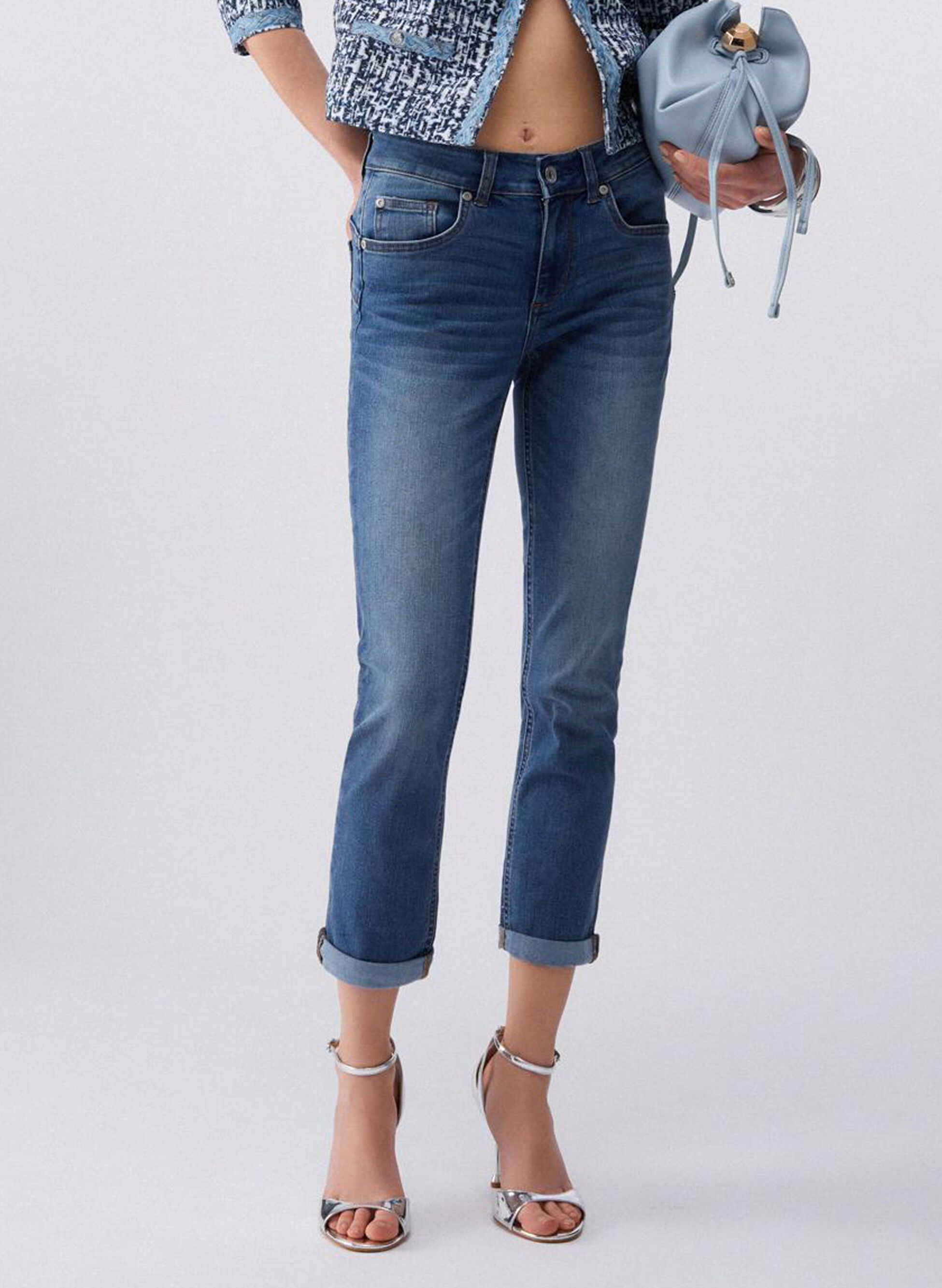 Jeans Skinny Con Risvolto
