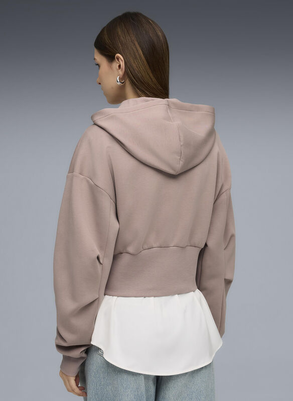 FELPA CON CAPPUCCIO E ZIP PUMATECH SENSE, 88 SANDSTONE, medium