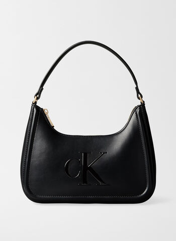 BORSA DA SPALLA CON LOGO MONOGRAMMA STAMPATO, UB1 BLK, small