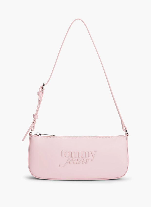 BORSA A SPALLA ESSENTIAL CON LOGO, TOP PINK, large