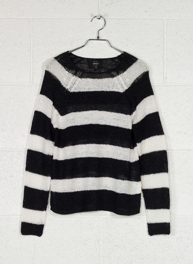MAGLIONE STRIPED KNITTED PULLOVER, BLACK CLOUD, large