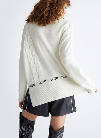 MAGLIONE DOLCEVITA CON LOGO, 10604 AVORIO, small