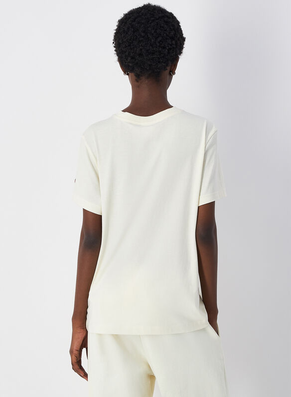 T-SHIRT IN JERSEY CON LOGO TONO SU TONO, YS141 PANNA, medium