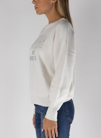 FELPA GIROCOLLO CON SCRITTA IN STRASS, , small