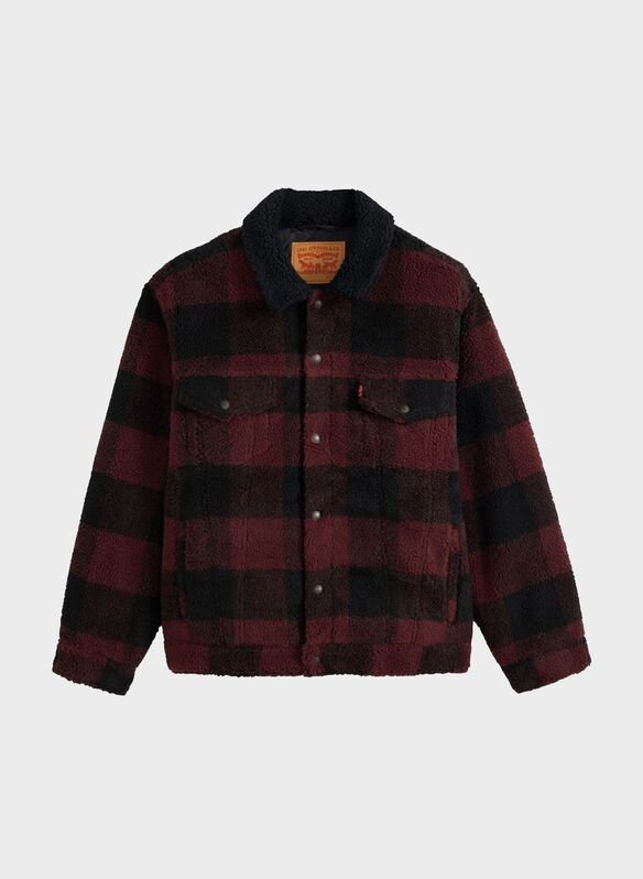 GIACCA SHERPA CHECK, 0000 BLKRED, medium