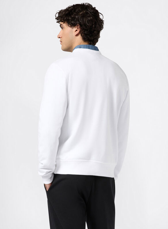 FELPA GIROCOLLO LEGGERA CON LOGO RICAMATO ICONS, WW001 WHT, medium