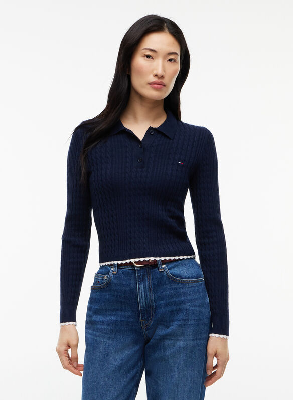 MAGLIONE POLO TRECCIA, C1G NVY, medium