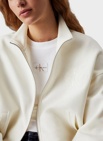 FELPA FULL ZIP CON LOGO, YBI AVORIO, small