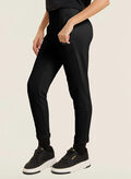 PANTALONE SPORTIVI CROPPED CON RISVOLTO E STRASS, N BLK, thumb