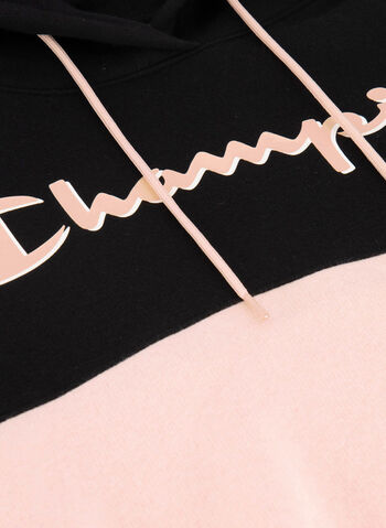 FELPA CON CAPPUCCIO E LOGO DOPPIO, KK001BLKPINK, small