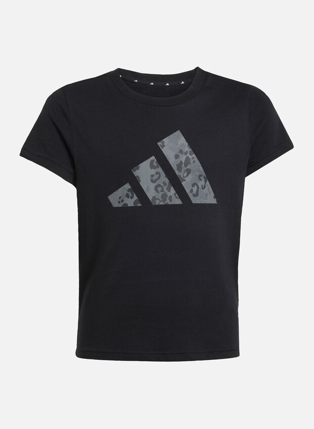 T-SHIRT ANIMALIER BIG LOGO RAGAZZA, BLK, large