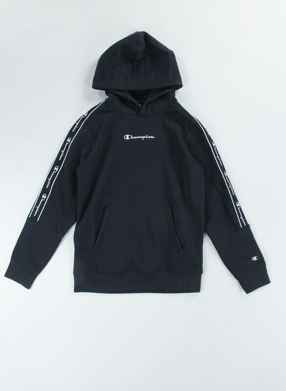 FELPA CON CAPPUCCIO AMERICAN TAPE RAGAZZO, KK001 BLK, medium
