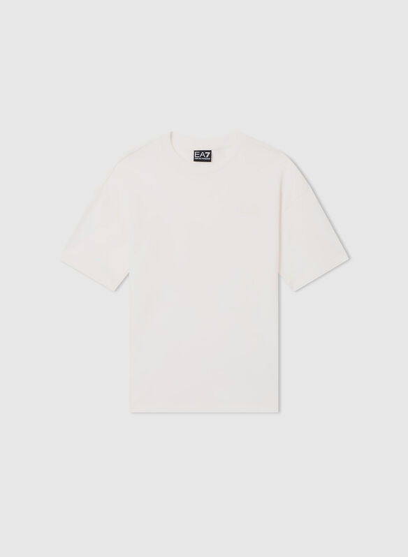 T-SHIRT LOGO SERIES BOY IN JERSEY DI COTONE RAGAZZO, U0004 PANNA, medium