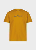 MAGLIA A MANICHE CORTE GIROCOLLO CON LOGO, R813 CURCUMA, thumb