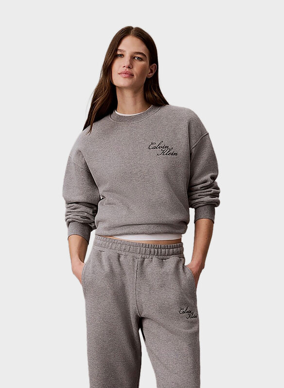 FELPA  LOGO RICAMATO, P7E GREY MEL, medium