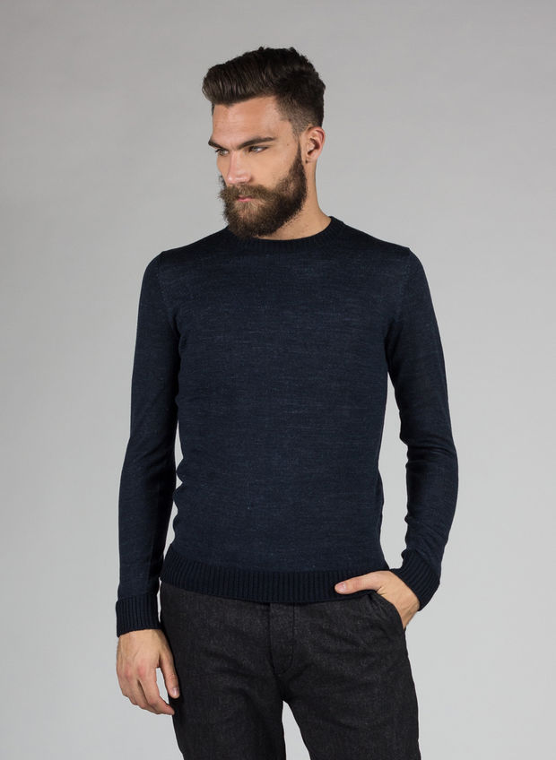 MAGLIONE GIROCOLLO IN MISTO LANA, 7055NVY, large