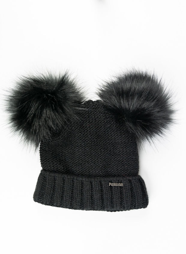 PAMAMI CAPPELLO MAGLIA CON DOPPIO PON PON Nero Donna | Sport85