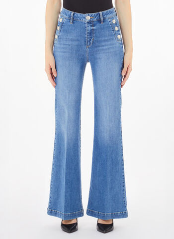 JEANS FLARE BOTTONI, 77121 STONE, small