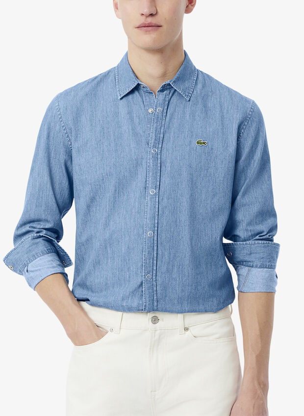 CAMICIA IN DENIM LEGGERO CON LOGO, MKU STONE, large