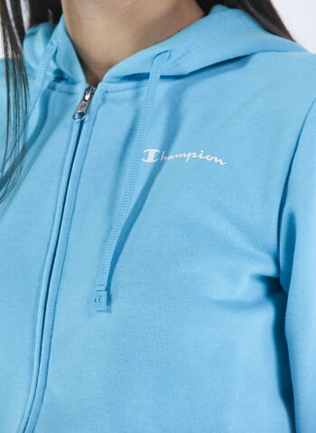 FELPA AC FULL ZIP CON CAPPUCCIO MICRO LOGO, BS128 TURCHESE, small