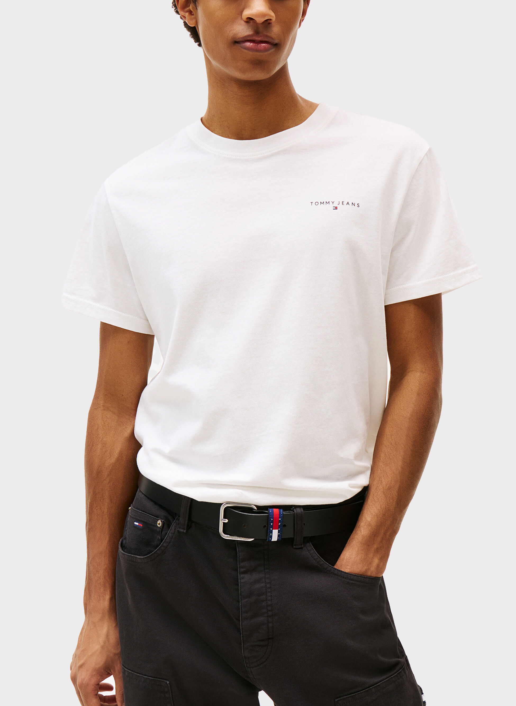 TOMMY JEANS T-shirt a manica corta bianca con logo Tommy