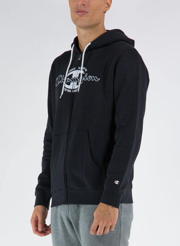 FELPA FULL ZIP CON CAPPUCCIO GRAPHIC LOGO, KK001 BLK, medium