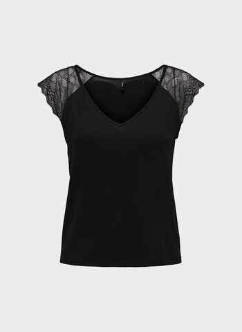 T-SHIRT PETRA INSERTO PIZZO, BLACK, small