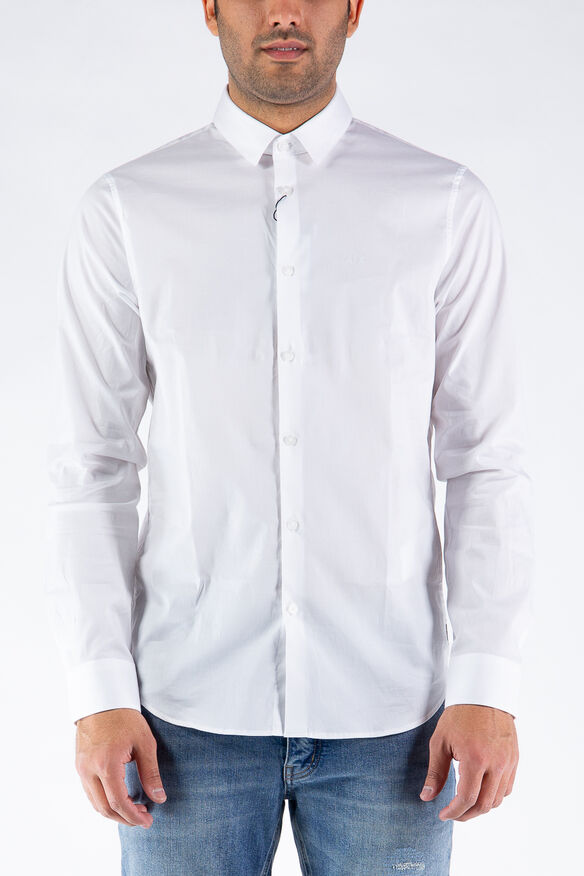 CAMICIA POPELINE STRETCH, 1100WHT, medium