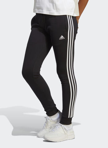 PANTALONE ESSENTIALS 3-STRIPES FRENCH TERRY CUFFED, BLK, small